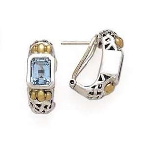   Blue Topaz Omega Clip Earrings Bt 5.60 Augustina Jewelry Jewelry