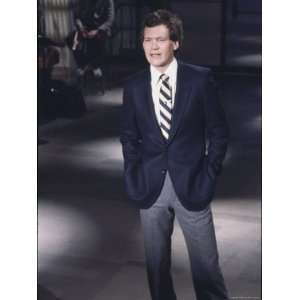  Comedian David Letterman on NBC TV Late Night Stretched 