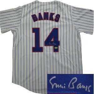 Ernie Banks Signed Uniform   Pinstripe Majestic Hologram