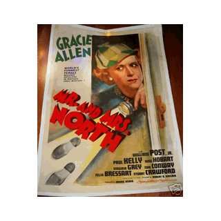   and Mrs. North linen backed poster Gracie Allen 1942