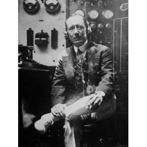  Inventor Guglielmo Marconi Wearing Headphones in 