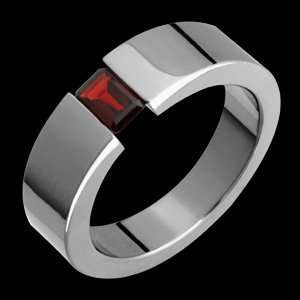  Guru   size 12.75 Titanium Ring with Tension Set Garnet 
