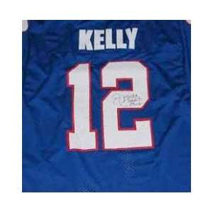 Jim Kelly Autographed Blue Custom Jersey with HOF Inscription