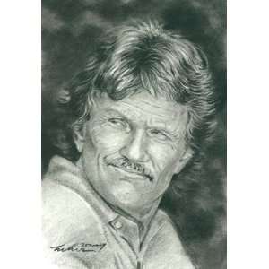 Kris Kristofferson Portrait Charcoal Drawing Matted 16 X 20