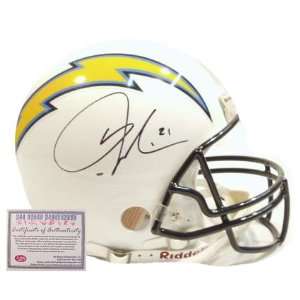 LaDainian Tomlinson Autographed Helmet   Chargers White   Autographed 
