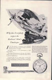 1923 Print Ad Elgin Watches Respect the Railroad Mans Timekeeper 