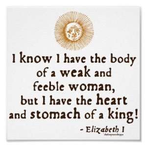  Queen Elizabeth I Tilbury Quote Print