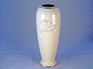 Lenox Ivory Rose Blossom Flower Vase Gold Trim Vases  