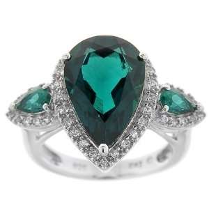  Sterling Silver Lab Created Emerald and Lab White Sapphire 