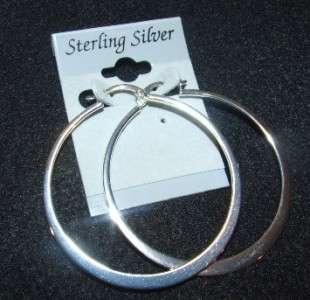 Sterling Silver 51MM Flat Bottom Tubular Hoop Earrings .925  