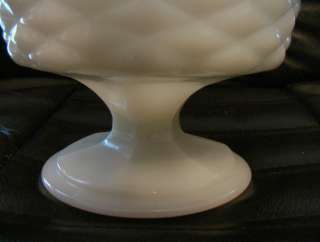 White Milk Glass Candy Fruit Cup Bowl Compote Dish Pedastool Footed 