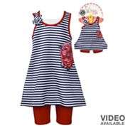 Dollie and Me Mock Layer Striped Tunic and Bike Shorts Set   Girls 7 