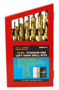 15Pc Left Hand Titanium Extractor Bits HSS Drill Bits  