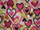 Handmade flannel crib sheetPINK/BROW​N/GREEN HEARTS
