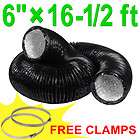   16 Ft Flexible Ducting Hose w/ 2 Clamps Inline Fan Blower Exhaust Duct