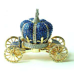 Blue Royal Crown Carriage Box / Jewelry Crystal Gift  