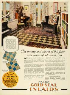 1925 Ad Floor Covering Congoleum Nair Interior Design Gold Seal Inlaid 