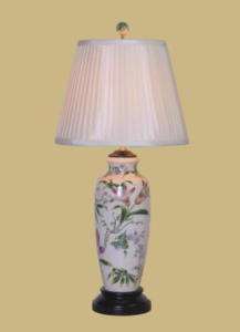 PORCELAIN LILY FLORAL VASE Flower Asian Table Lamp  