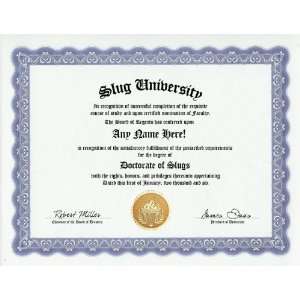  Slug Degree Custom Gag Diploma Doctorate Certificate 