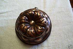 FRENCH COPPER PUDDING ASPIC MOLD SWIRLING LEAVES  