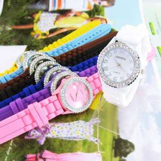 New GENEVA Silicone Quartz Women Ladies Sports Jelly Wrist Watch 