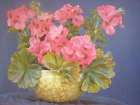 vintage 50s print pot of geraniums 