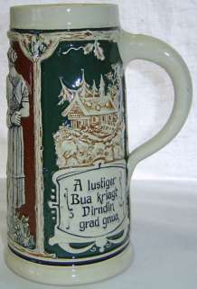 Old German Beer Stein w/ Bavarian Saying & Couple Germany  