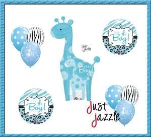 Safari Its a Boy Giraffe Blue Zebra Balloon Baby Shower Party Supply 