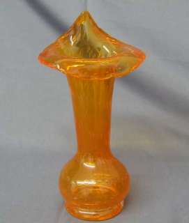 Orange Controlled Bubble Art Glass Vase Jack in Pulpit  
