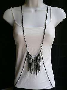   BODY CHAIN WOMEN NECKLACE BLACK METAL BODY LONG CHAINS JEWELRY CASUAL