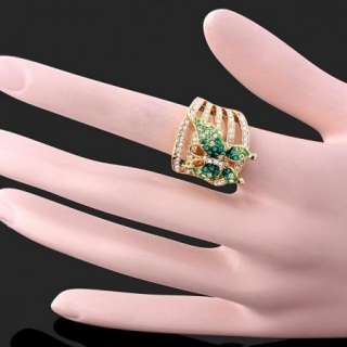 Arinna Swarovski Crystals Butterfly Gold GP finger Ring  
