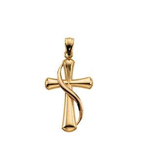 14K Gold NIB CROSS PENDANT WITH DRAPED SHROUD NECKLACE  