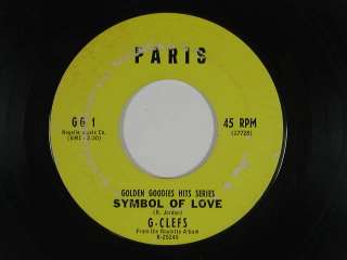 CLEFS doo wop 45 CAUSE YOURE MINE / SYMBOL OF LOVE ~ VG+  