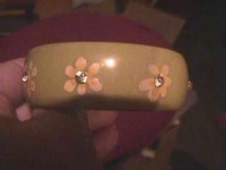 vintage bangle bracelet flowers wi rhinestone bakelite  
