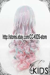 Lolita cosplay wig costume pink mix blue  