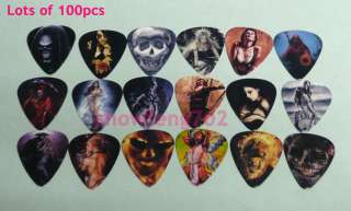 Lots of 100pcs Guitar picks with Skull&Sexy girl Design Color Printing 