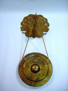 Antique Hand Tooled Laotian Bronze Gong w. Brass Stand  