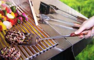   Bar B Q 4 Piece Forged Stainless Steel Grill Tool Set Rosewood Handles