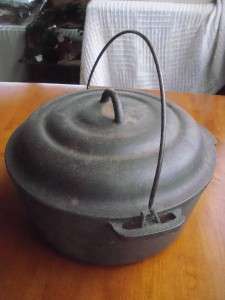   Iron #8 Kettle Dutch Oven w/lid Wire Bale Heat Ring Bean Pot  