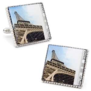    Eiffel Tower Ground View Stamp Cufflinks CLI PB 9933 SL 3 Jewelry