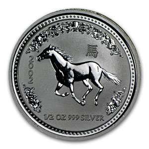  2002 1/2 oz Silver Lunar Year of the Horse (S1) (Light 