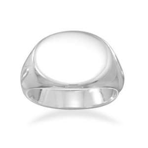    Sterling Silver Sideways Oval Engravable Ring   Size 6 Jewelry