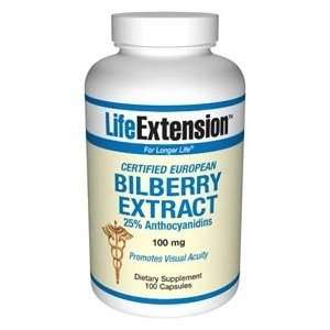  Certified European Bilberry Extract 100 mg 100 Capsules 