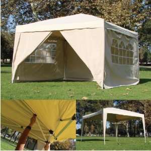  10 X 10 Canopy Gazebo Tan Ez Pop up Tent Portable 4 Side 