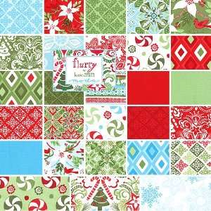 Moda Flurry Christmas Patterns 5 Charm Pack Fabric Squares  
