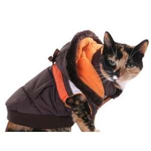   Fashion Brown & Orange Reversible Hooded Puffa Puffer Parka Dog Coat