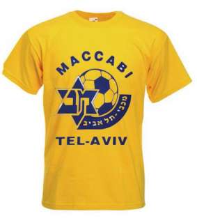 Maccabi Tel Aviv Soccer T shirt Hebrew Israel M 2XL  