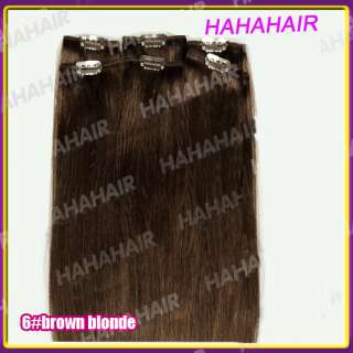 18inch 6pcs Remy Clip in Human Hair Extension 6 light brown 35g  