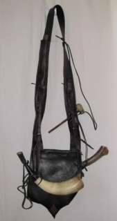 1960s Custom BLACK POWDER POSSIBLES BAG POWDER HORN & STAG BOWIE 