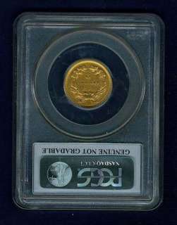 1854 $3 INDIAN PRINCESS THREE DOLLAR GOLD COIN, PCGS CERTIFIED 
